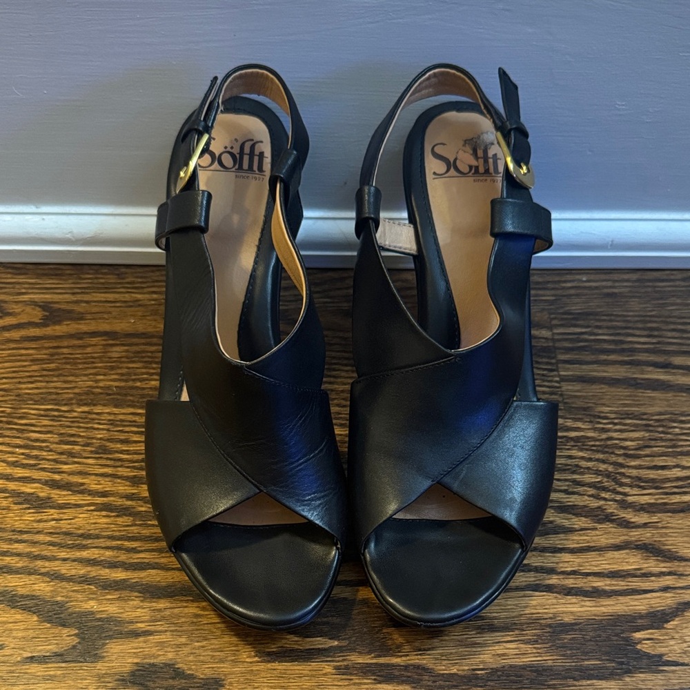 Women Sandals Sofft Black Strappy Heels